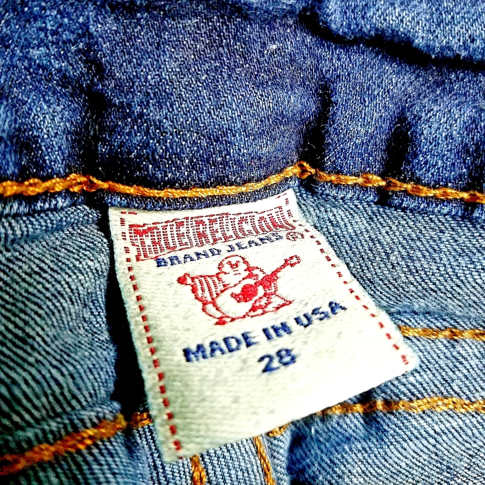 Vintage Y2k True Religion USA Womens Hi Rise Boot Cut Classic Blue Jeans size 28 - Picture 9 of 11